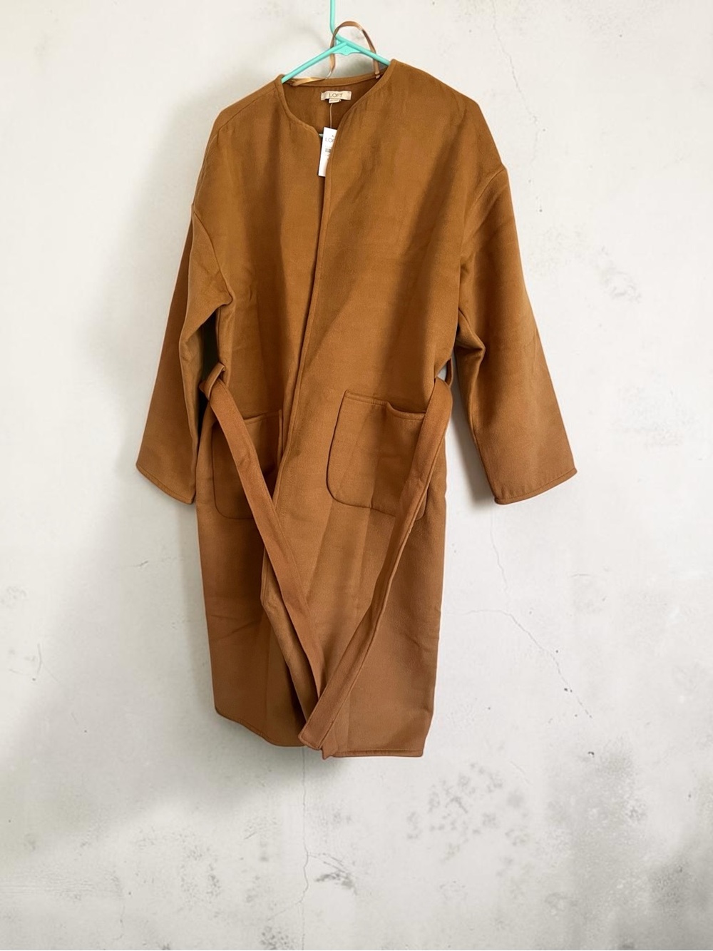 LOFT Camel Brown Belted Open-Front Coat – NWT – M/L